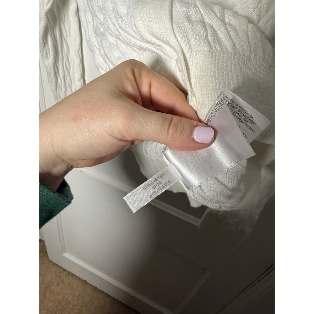 J. Crew White Cotton Cable Knit Lightweight Summer Cardigan Sweater Women's MED - Picture 6 of 7